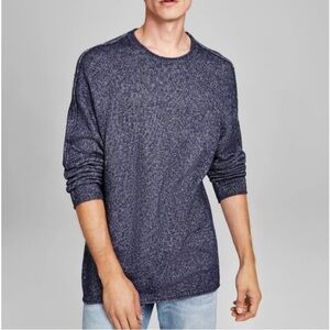 Macy’s Navy Stonewashed Crewneck Alternative Regular Fit Sweater Size Medium